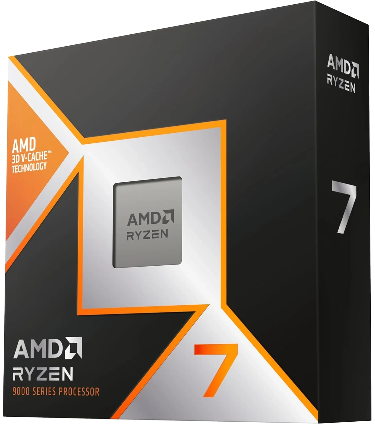 AMD Ryzen 7 9850X3D retail box, angled view